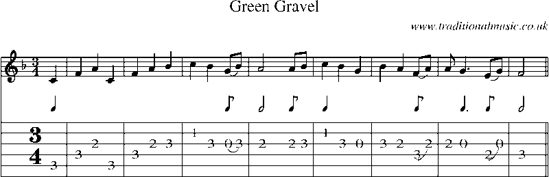 Guitar Tab and Sheet Music for Green Gravel