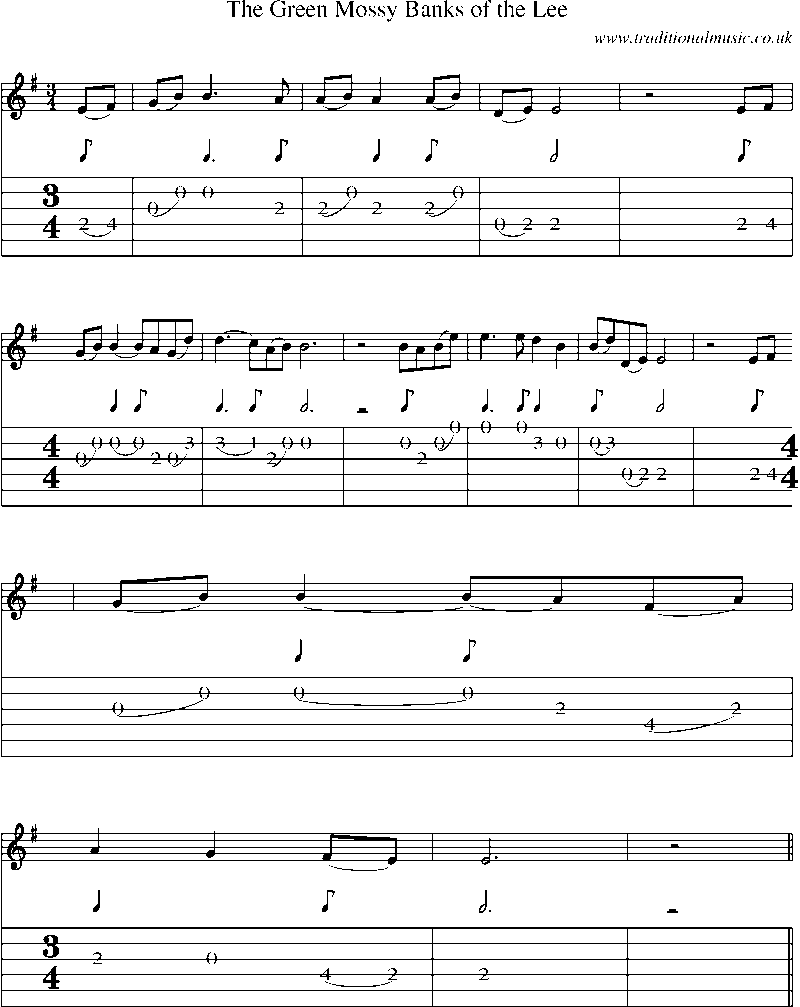 Guitar Tab and Sheet Music for The Green Mossy Banks Of The Lee(2)