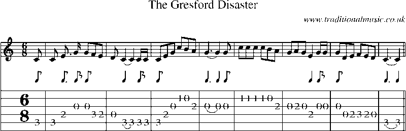 Guitar Tab and Sheet Music for The Gresford Disaster