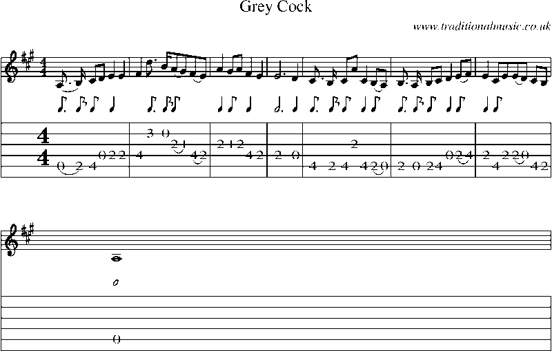 Guitar Tab and Sheet Music for Grey Cock