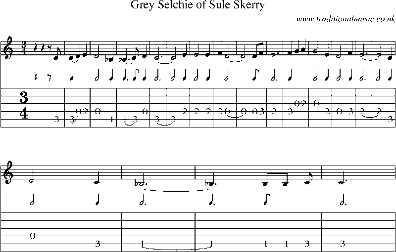 Guitar Tab and Sheet Music for Grey Selchie Of Sule Skerry