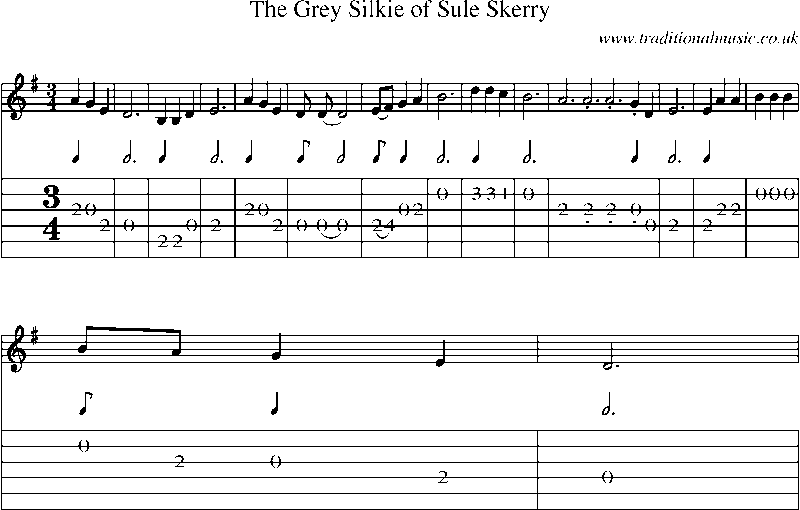 Guitar Tab and Sheet Music for The Grey Silkie Of Sule Skerry