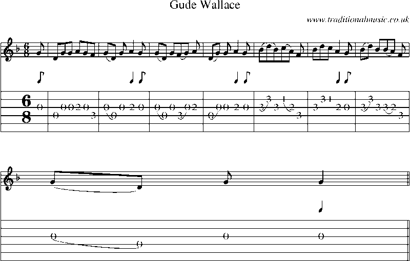 Guitar Tab and Sheet Music for Gude Wallace