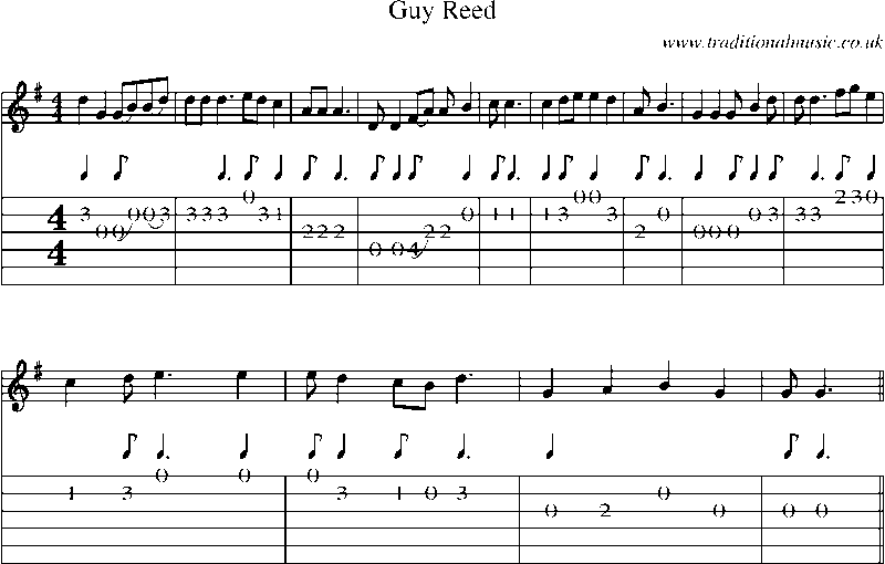 Guitar Tab and Sheet Music for Guy Reed