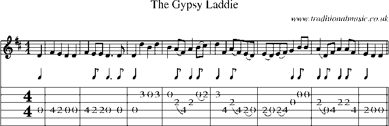 Guitar Tab and Sheet Music for The Gypsy Laddie