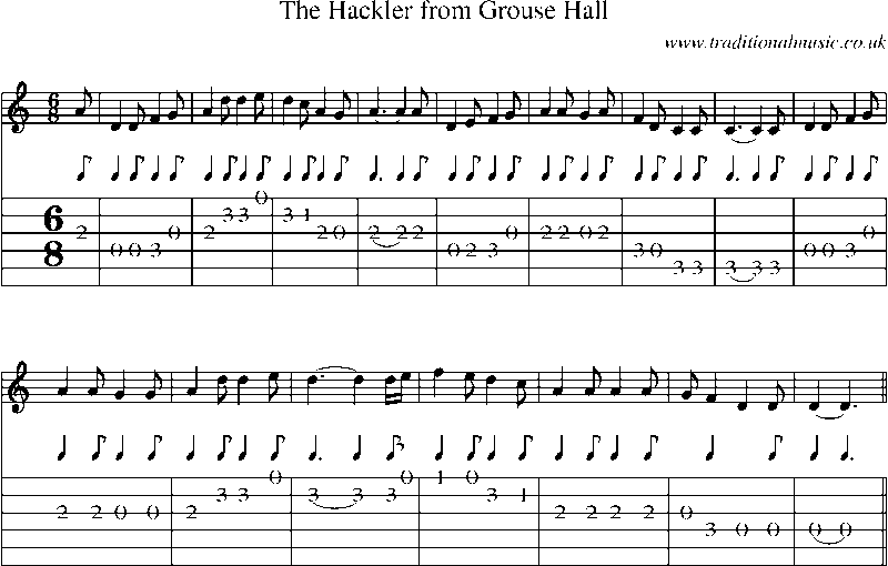 Guitar Tab and Sheet Music for The Hackler From Grouse Hall
