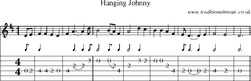 Guitar Tab and Sheet Music for Hanging Johnny