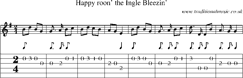 Guitar Tab and Sheet Music for Happy Roon' The Ingle Bleezin'