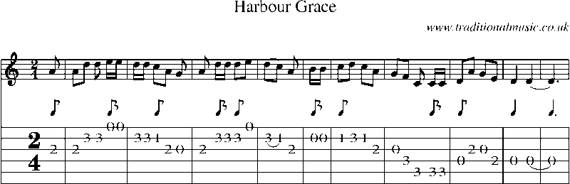 Guitar Tab and Sheet Music for Harbour Grace