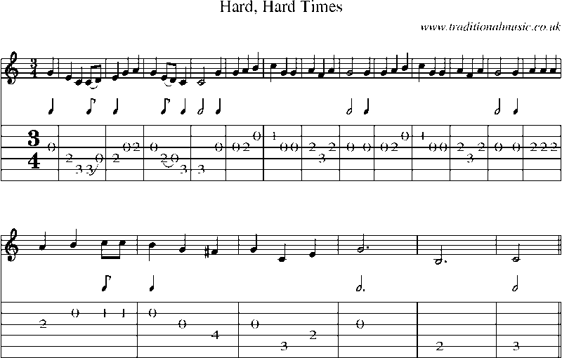 Guitar Tab and Sheet Music for Hard, Hard Times