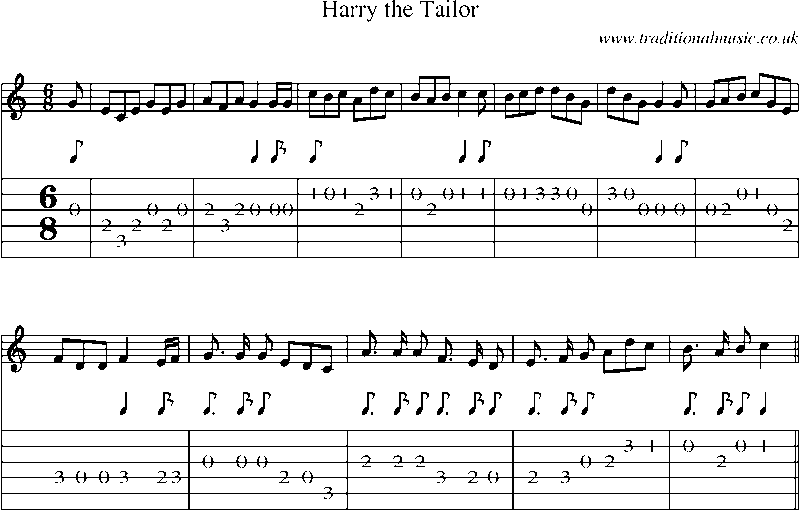 Guitar Tab and Sheet Music for Harry The Tailor