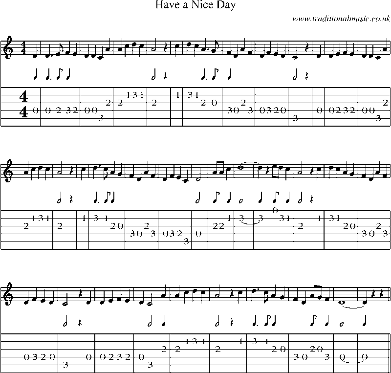 Guitar Tab and Sheet Music for Have A Nice Day