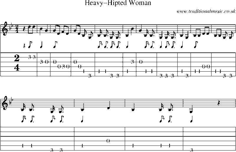 Guitar Tab and Sheet Music for Heavy-hipted Woman
