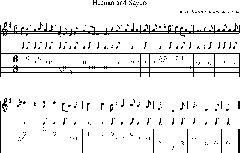 Guitar Tab and Sheet Music for Heenan And Sayers