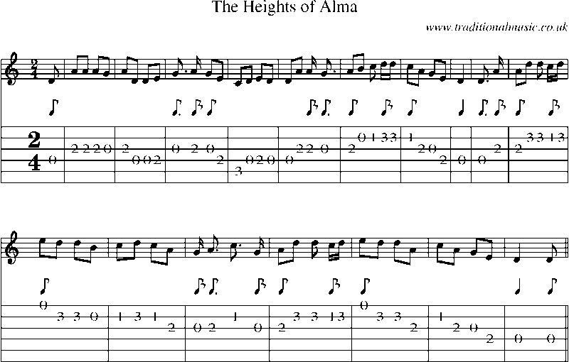 Guitar Tab and Sheet Music for The Heights Of Alma