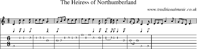 Guitar Tab and Sheet Music for The Heiress Of Northumberland