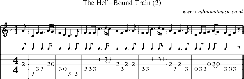 Guitar Tab and Sheet Music for The Hell-bound Train (2)