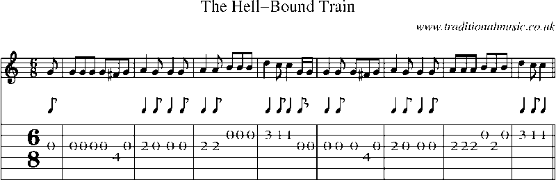 Guitar Tab and Sheet Music for The Hell-bound Train