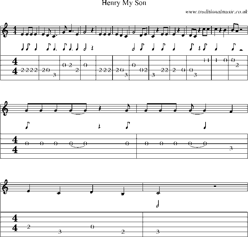 Guitar Tab and Sheet Music for Henry, My Son