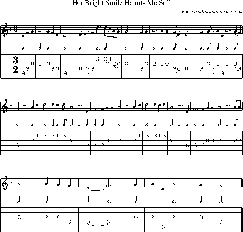 Guitar Tab and Sheet Music for Her Bright Smile Haunts Me Still(1)