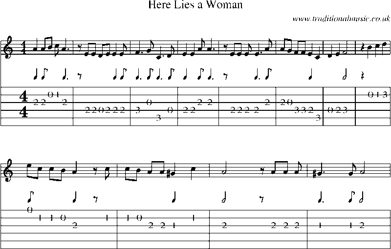 Guitar Tab and Sheet Music for Here Lies A Woman