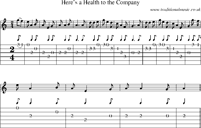 Guitar Tab and Sheet Music for Here's A Health To The Company