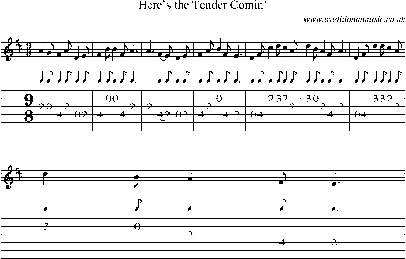 Guitar Tab and Sheet Music for Here's The Tender Comin'