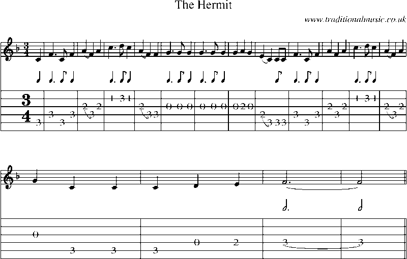 Guitar Tab and Sheet Music for The Hermit