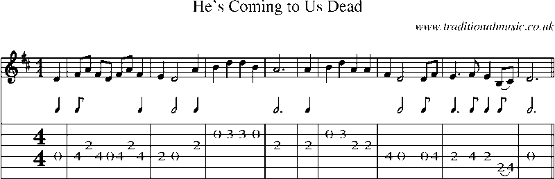 Guitar Tab and Sheet Music for He's Coming To Us Dead
