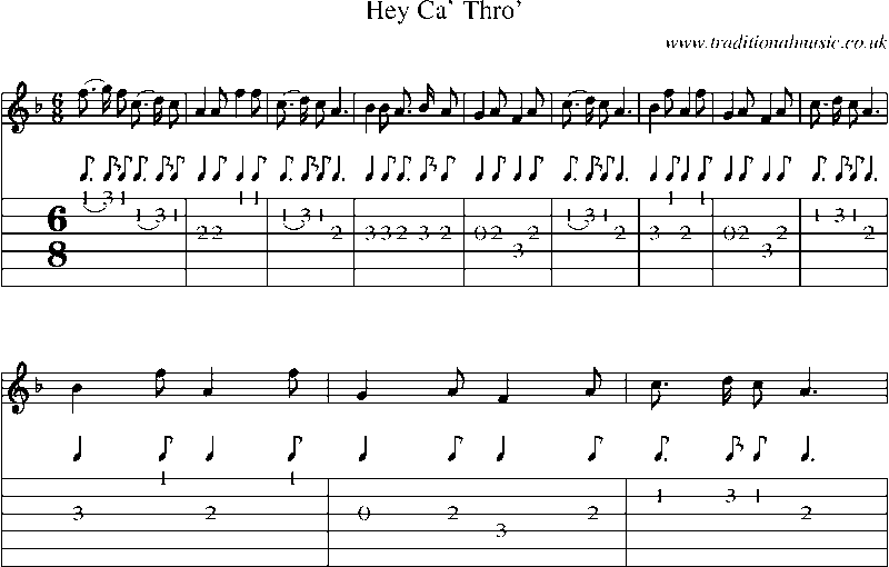 Guitar Tab and Sheet Music for Hey Ca' Thro'