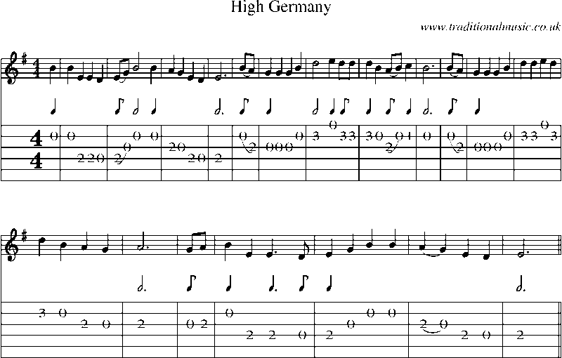 Guitar Tab and Sheet Music for High Germany