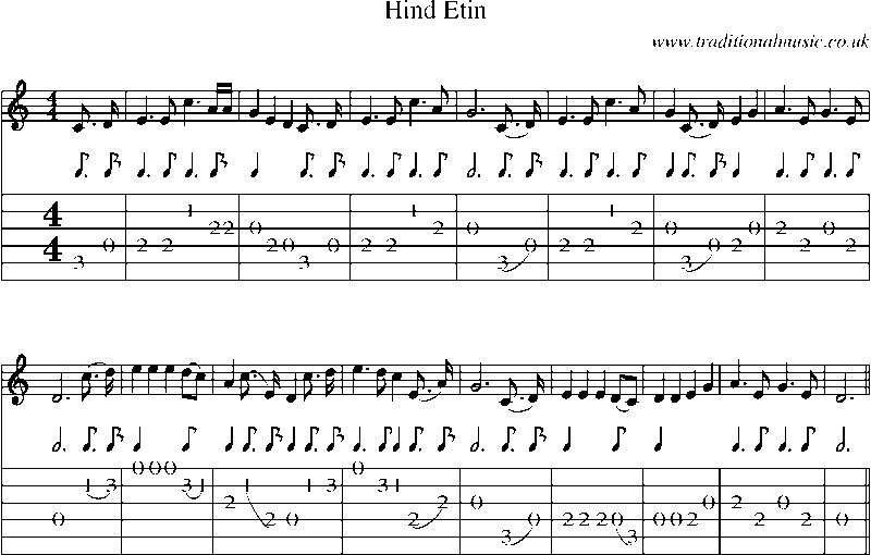 Guitar Tab and Sheet Music for Hind Etin