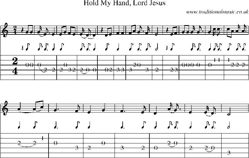 Guitar Tab and Sheet Music for Hold My Hand, Lord Jesus