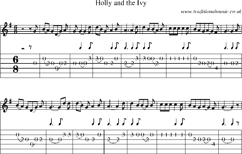 Guitar Tab and Sheet Music for Holly And The Ivy