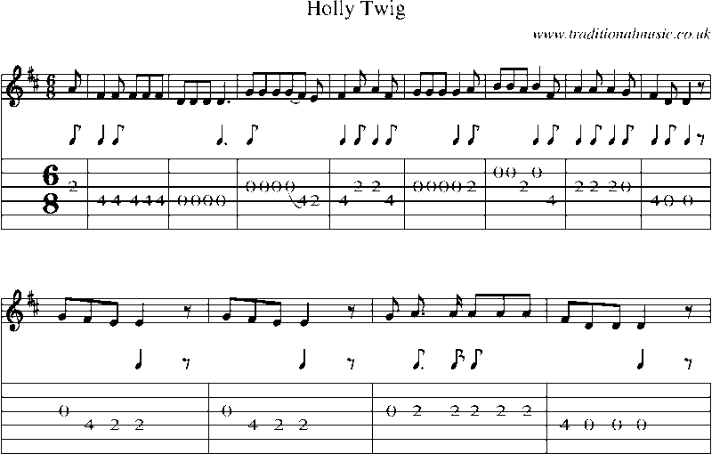 Guitar Tab and Sheet Music for Holly Twig