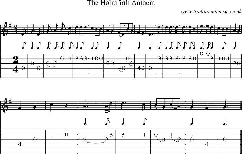 Guitar Tab and Sheet Music for The Holmfirth Anthem(1)