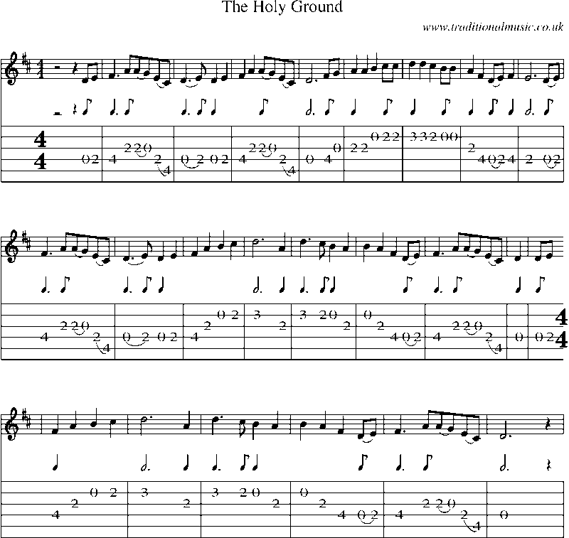 Guitar Tab and Sheet Music for The Holy Ground