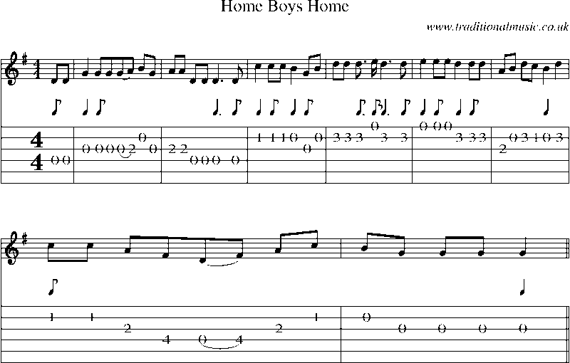 Guitar Tab and Sheet Music for Home Boys Home