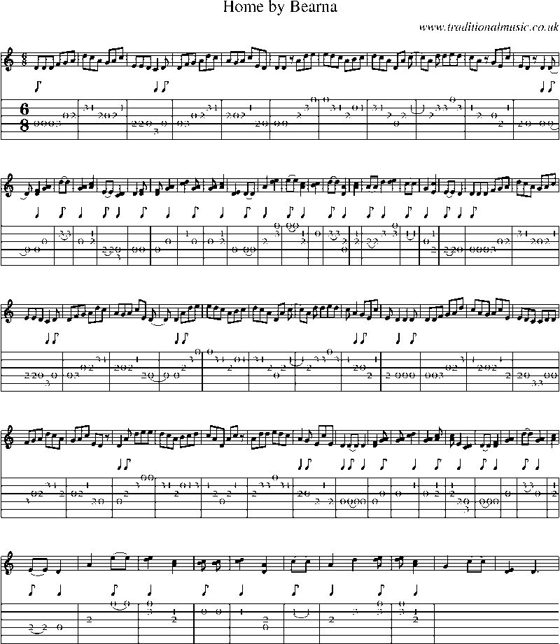 Guitar Tab and Sheet Music for Home By Bearna