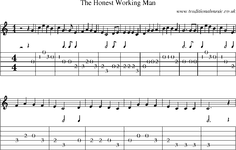 Guitar Tab and Sheet Music for The Honest Working Man