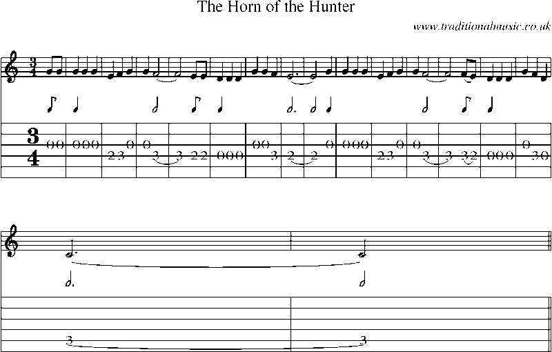 Guitar Tab and Sheet Music for The Horn Of The Hunter