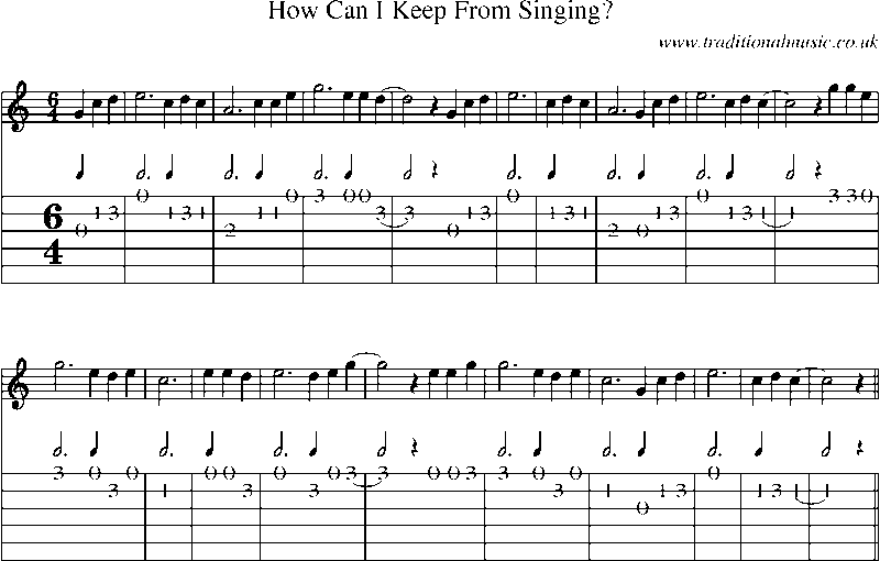 Guitar Tab and Sheet Music for How Can I Keep From Singing?