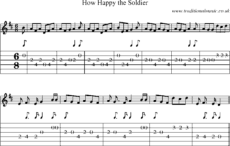 Guitar Tab and Sheet Music for How Happy The Soldier