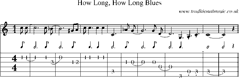 Guitar Tab and Sheet Music for How Long, How Long Blues