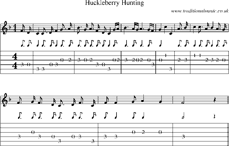 Guitar Tab and Sheet Music for Huckleberry Hunting