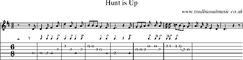 Guitar Tab and Sheet Music for Hunt Is Up