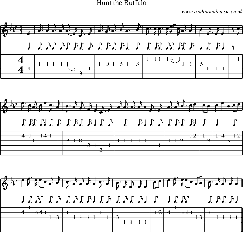 Guitar Tab and Sheet Music for Hunt The Buffalo