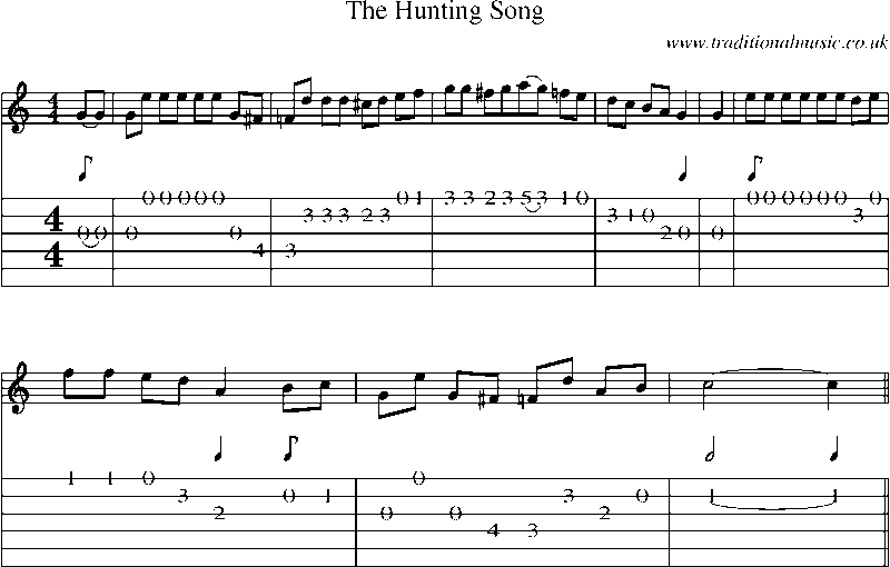 Guitar Tab and Sheet Music for The Hunting Song