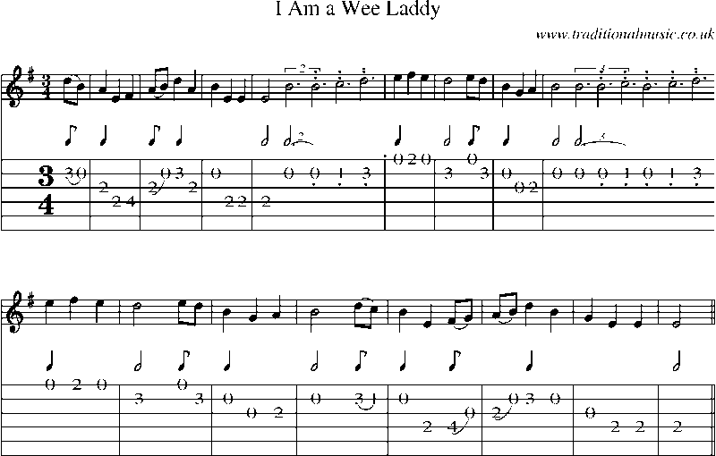 Guitar Tab and Sheet Music for I Am A Wee Laddy