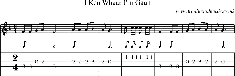 Guitar Tab and Sheet Music for I Ken Whaur I'm Gaun